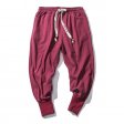 Pantaloni della tuta da uomo larghi da jogging in cotone e lino casual